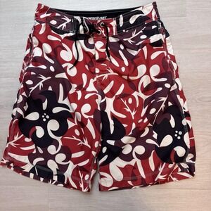 American Eagle Outfitters Board Shorts Men's Size 32 Red Floral Swim Trunks